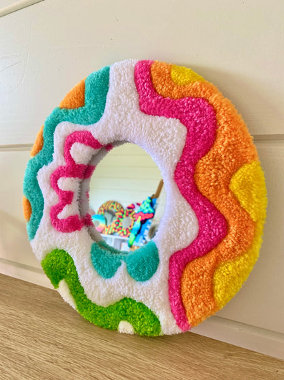 Happy retro 3D design tufted mirror.