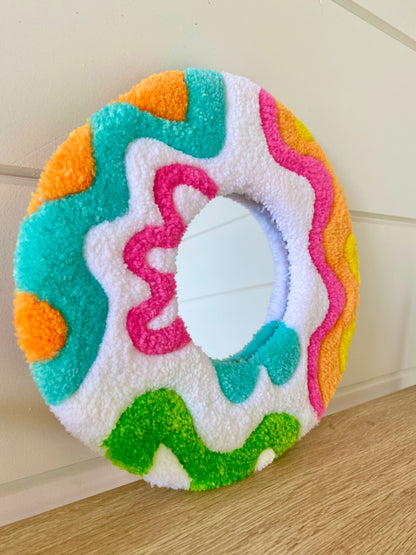 Happy retro 3D design tufted mirror.