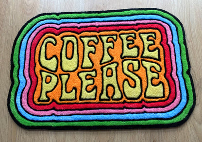 Coffee please! Colourful rippled rug.