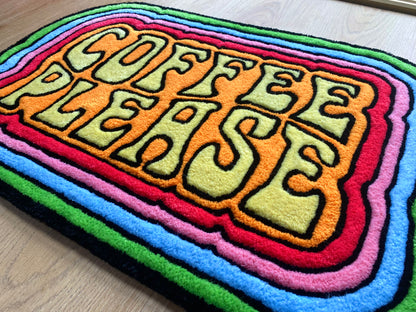 Coffee please! Colourful rippled rug.