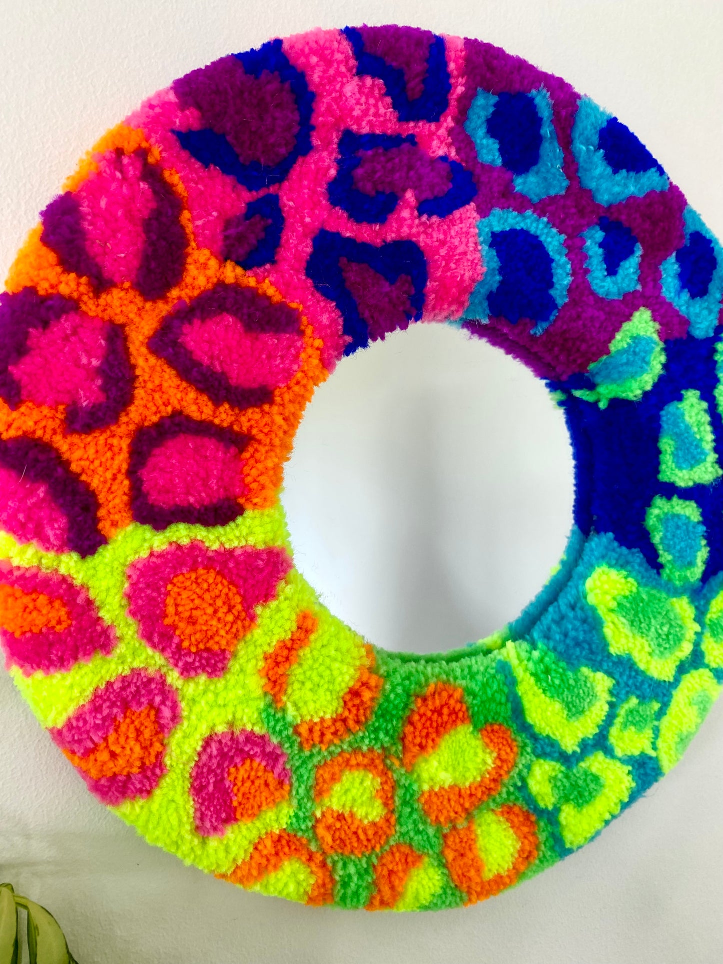 Neon rainbow leopard print mini mirror