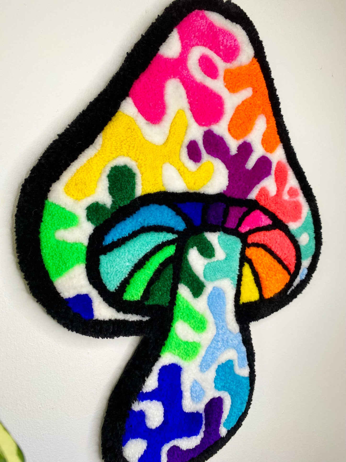 Psychedelic white and colourful splat magic mushroom