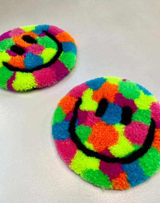 Rainbow smiley mug rugs *SET OF 2