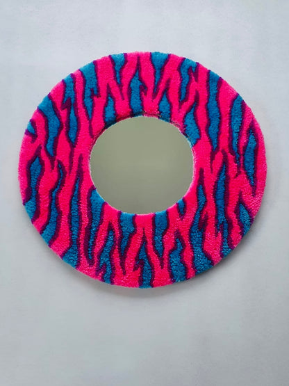 Zebra stripe mirror in pink and blue