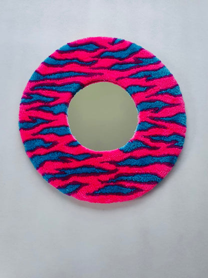 Zebra stripe mirror in pink and blue