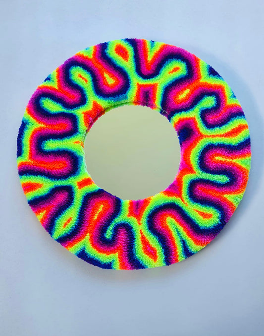 Rainbow neon swirl mirror