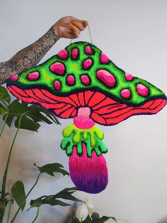 Pink spotted 3D green mushroom